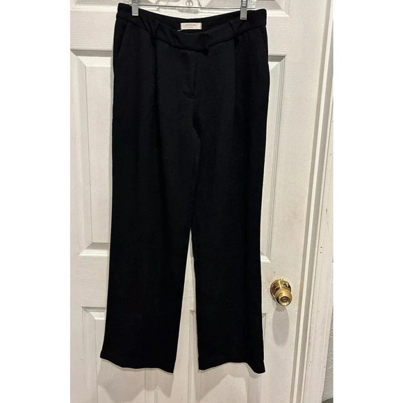 SOPHIE RUE Women's Size XL Black Crepe Mid Rise Wide Leg Pleat Trouser Pants - Picture 1 of 5